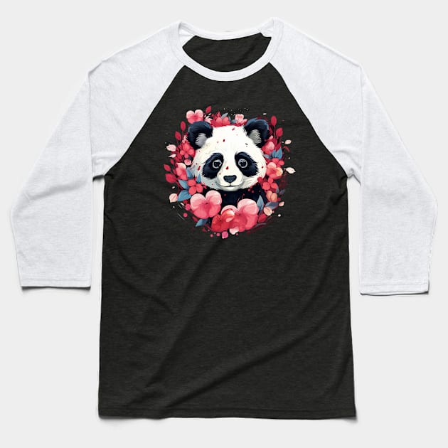 panda Baseball T-Shirt by piratesnow